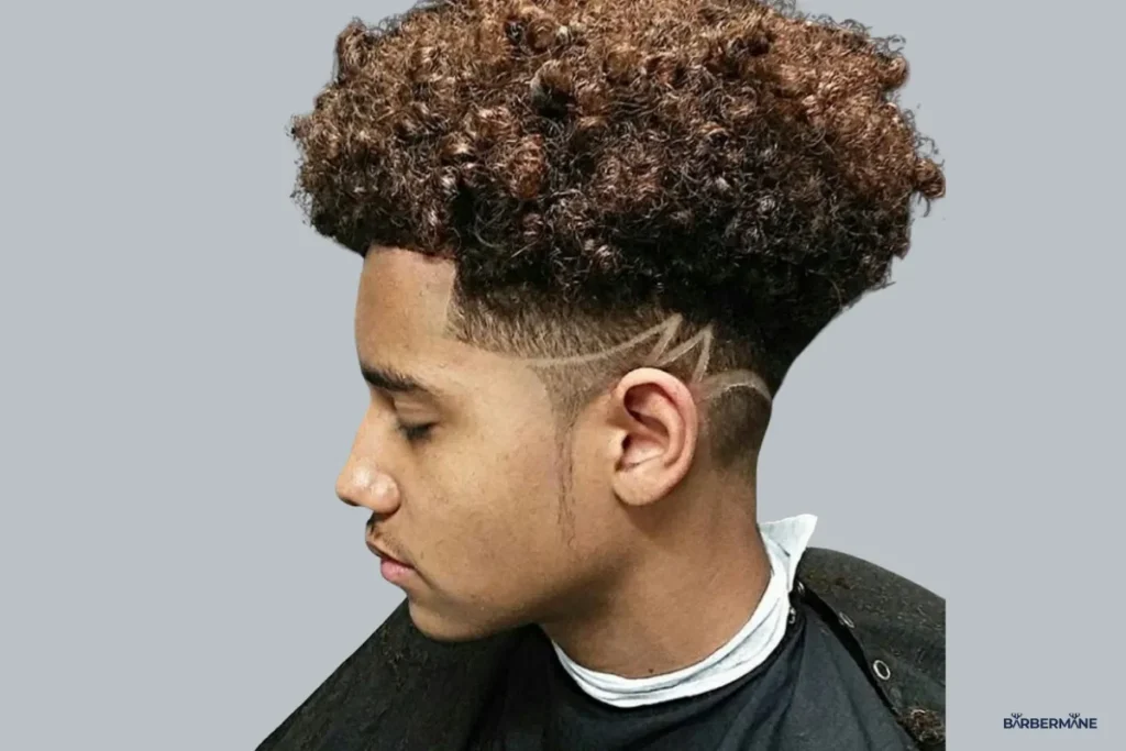 Curly-Afro-with-Line-Design