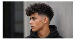Messy Curly Fade with Line-Up